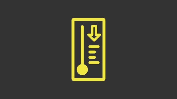 Termometro Meteorologia Gialla che misura calore e icona a freddo isolata su fondo grigio. Apparecchiatura termometrica che mostra tempo caldo o freddo. Animazione grafica 4K Video motion — Video Stock