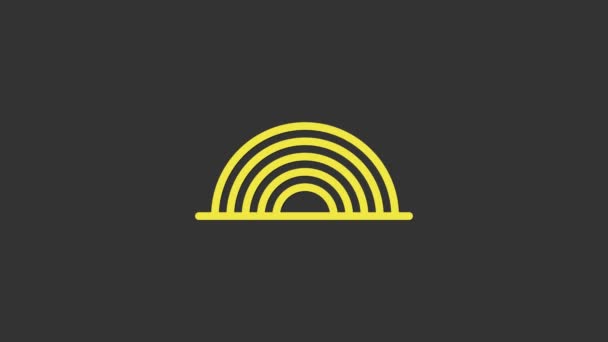 Icono amarillo del arco iris aislado sobre fondo gris. Animación gráfica de vídeo 4K — Vídeos de Stock