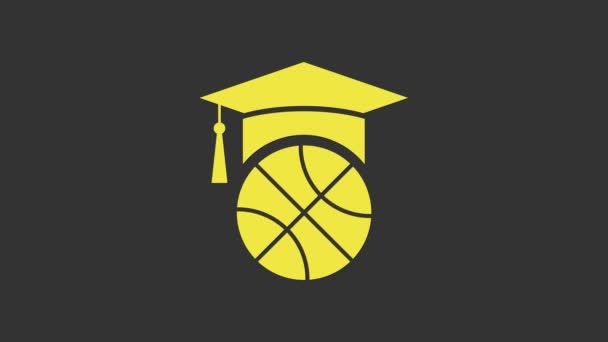 노란 농구 트레이닝 아이콘은 회색 배경에서 분리되었습니다. 4K 비디오 모션 그래픽 애니메이션 — 비디오