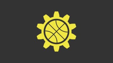 Sarı Planlama strateji konsepti simgesi gri arkaplanda izole edildi. Basketbol kupası formasyonu ve taktiği. 4K Video hareketli grafik canlandırması