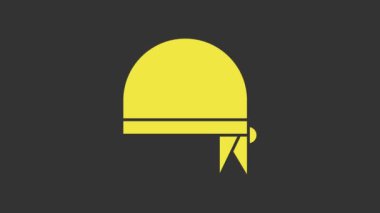 Gri arkaplanda izole edilmiş baş simgesi için sarı korsan bandanası. 4K Video hareketli grafik canlandırması