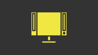 Sarı Akıllı TV simgesi gri arkaplanda izole edildi. Televizyon tabelası. 4K Video hareketli grafik canlandırması