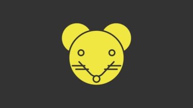 Sarı Sıçan burç simgesi gri arkaplanda izole edildi. Astrolojik yıldız falı koleksiyonu. 4K Video hareketli grafik canlandırması