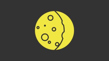 Güneş tutulmasının sarı tutulması gri arkaplanda izole edilmiş. Tam sonar tutulması. 4K Video hareketli grafik canlandırması