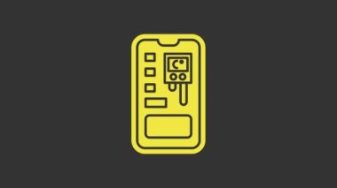 Sarı Akıllı tarım sistemi mobil uygulama simgesi gri arkaplanda izole edildi. 4K Video hareketli grafik canlandırması