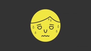 Aşırı terleme ikonu olan sarı adam gri arka planda izole edilmiş. 4K Video hareketli grafik canlandırması