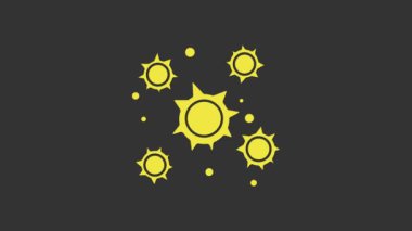 Sarı Bakteri simgesi gri arkaplanda izole edildi. Bakteriler ve mikroorganizmalar, sebep olan mikroorganizma hastalıkları, hücre kanseri, mikrop, virüs, mantar. 4K Video hareketli grafik canlandırması