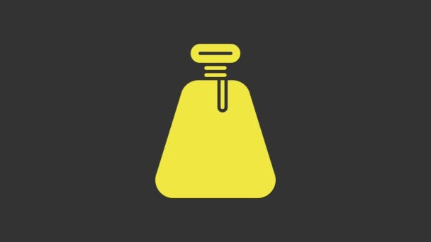 Žlutý Pirátský pytel ikona izolované na šedém pozadí. Grafická animace pohybu videa 4K — Stock video