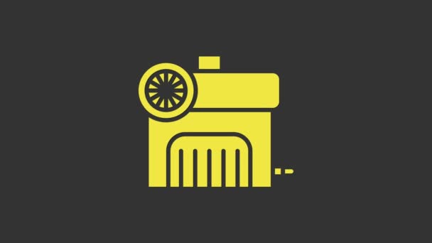 Icono del compresor de aire amarillo aislado sobre fondo gris. Animación gráfica de vídeo 4K — Vídeo de stock