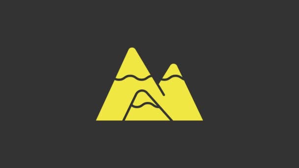 노란 산의 아이콘은 회색 배경에서 분리되어 있습니다. 승리와 성공의 상징. 4K 비디오 모션 그래픽 애니메이션 — 비디오