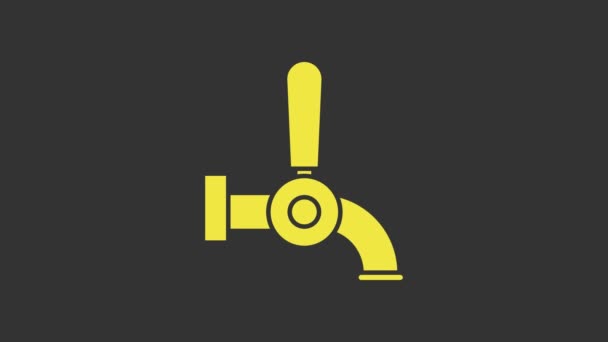Icona rubinetto birra gialla isolata su sfondo grigio. Animazione grafica 4K Video motion — Video Stock
