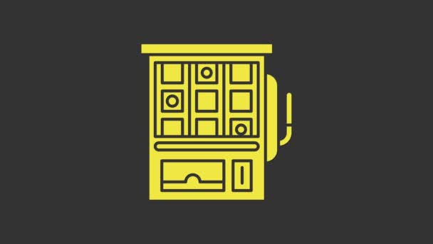Yellow Slot machine icon izolat pe fundal gri. 4K Animație grafică în mișcare video — Videoclip de stoc