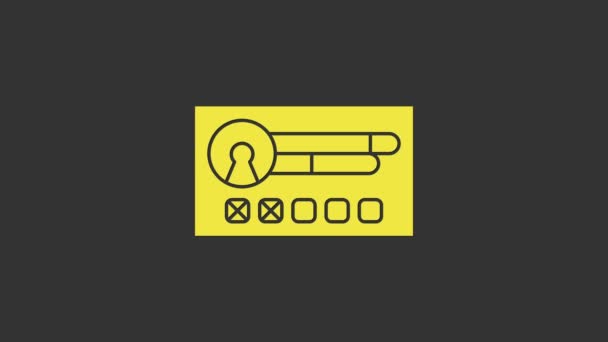 Žlutá Vytvořit ikonu obrazovky účtu izolovanou na šedém pozadí. Grafická animace pohybu videa 4K — Stock video