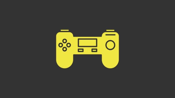 Amarillo Gamepad icono aislado sobre fondo gris. Controlador de juego. Animación gráfica de vídeo 4K — Vídeos de Stock