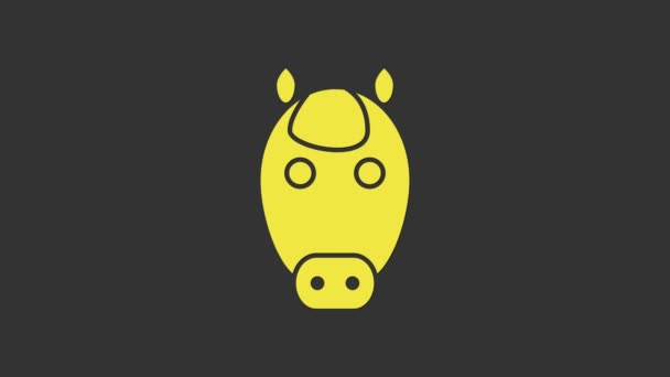 Icona segno zodiacale cavallo giallo isolato su sfondo grigio. Raccolta astrologica di oroscopi. Animazione grafica 4K Video motion — Video Stock