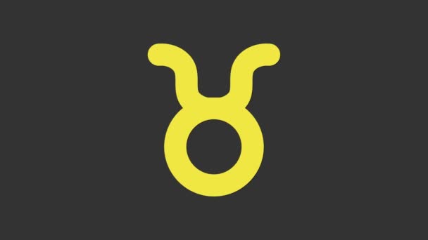 Gul Taurus zodiac skylt ikon isolerad på grå bakgrund. Astrologiska horoskop samling. 4K Video motion grafisk animation — Stockvideo