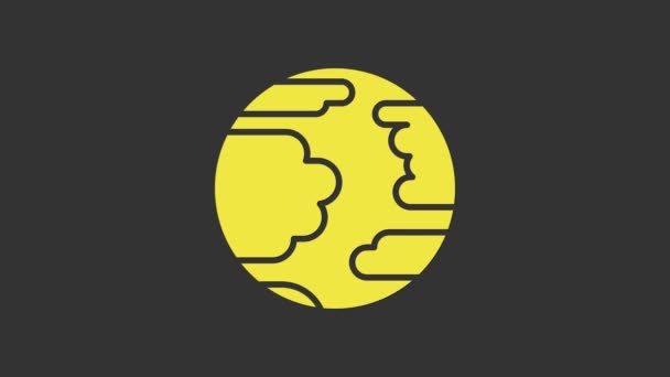 Planeta Amarillo Icono de Mercurio aislado sobre fondo gris. Animación gráfica de vídeo 4K — Vídeo de stock