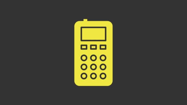 Icône de télécommande jaune isolée sur fond gris. Animation graphique de mouvement vidéo 4K — Video