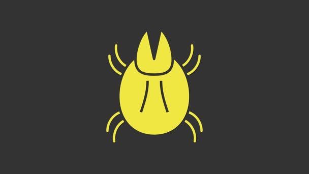 Sárga parazita atka ikon elszigetelt szürke alapon. 4K Videó mozgás grafikus animáció — Stock videók
