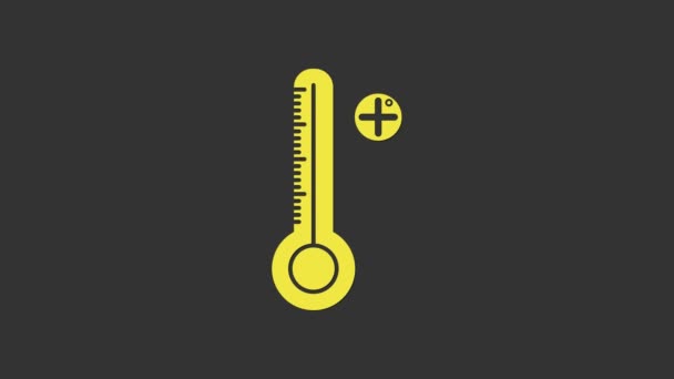Žlutý Lékařský digitální teploměr pro ikonu lékařské prohlídky izolovaný na šedém pozadí. Grafická animace pohybu videa 4K — Stock video