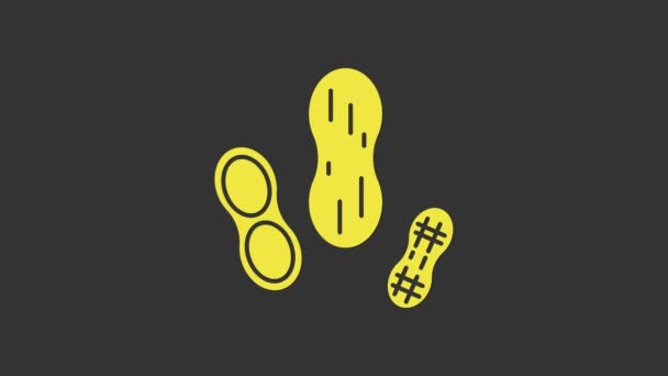 Жовта арахісова ікона ізольована на сірому фоні. 4K Відео рух графічна анімація — стокове відео