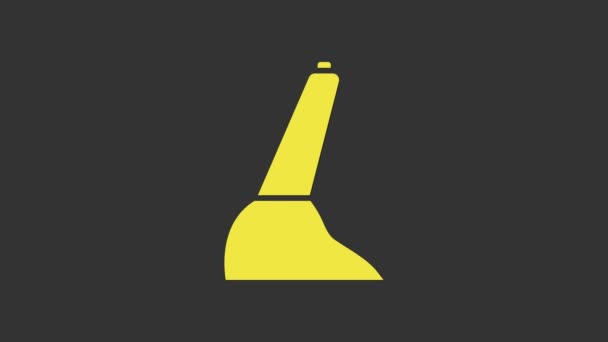 Gele auto handrem pictogram geïsoleerd op grijze achtergrond. Parkeerremhendel. 4K Video motion grafische animatie — Stockvideo