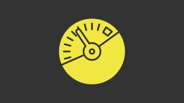 Yellow Speedometer icon isolated on grey background. 4K Video motion graphic animation — Stock Video