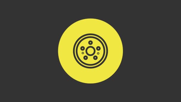 Yellow Car brake disk icon isolated on grey background. 4K Video motion graphic animation — Stock Video