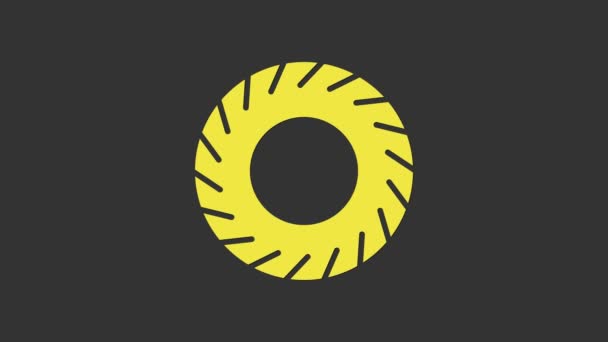 Ikon ban mobil kuning diisolasi pada latar belakang abu-abu. Animasi grafis gerak Video 4K — Stok Video