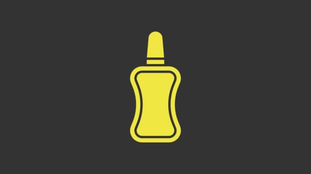 Yellow Nail polish fles pictogram geïsoleerd op grijze achtergrond. 4K Video motion grafische animatie — Stockvideo