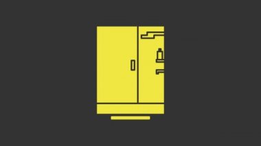 Sarı duş kabini simgesi gri arkaplanda izole edildi. 4K Video hareketli grafik canlandırması