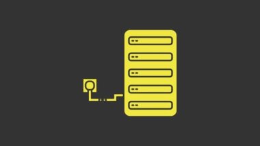 Sarı Sunucu simgesi gri arkaplanda izole edildi. Uygulama, servis konsepti, ayar seçenekleri, bakım, onarım, onarım. 4K Video hareketli grafik canlandırması