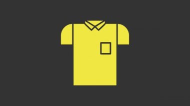 Sarı Polo tişört ikonu gri arkaplanda izole edildi. 4K Video hareketli grafik canlandırması