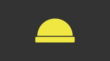 Sarı Fasulye şapka simgesi gri arkaplanda izole edildi. 4K Video hareketli grafik canlandırması