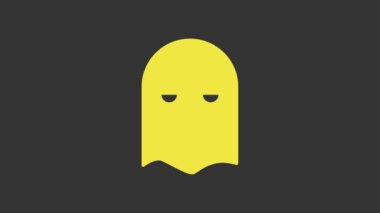 Sarı Cellat maskesi simgesi gri arkaplanda izole edildi. Cellat, işkenceci, uygulayıcı, işkenceci, kasap, cellat ikonu. 4K Video hareketli grafik canlandırması