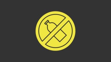 Sarı. Gri arkaplanda plastik şişe simgesi yok. 4K Video hareketli grafik canlandırması