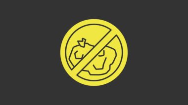 Gri arkaplanda hiçbir çöp simgesi izole edilmedi. 4K Video hareketli grafik canlandırması