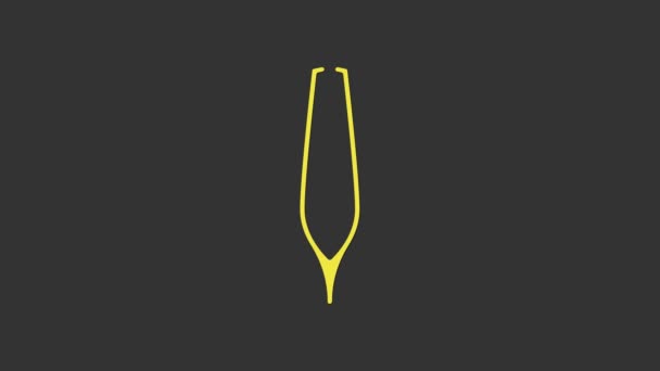 Yellow Eyebrow tweezers εικονίδιο απομονωμένο σε γκρι φόντο. Καλλυντικά τσιμπιδάκια για βαμμένα μαλλιά. 4K Γραφική κίνηση κίνησης βίντεο — Αρχείο Βίντεο