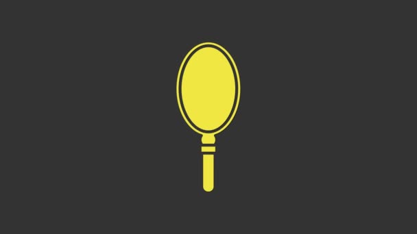 Ikon Yellow Hand cermin terisolasi pada latar belakang abu-abu. Animasi grafis gerak Video 4K — Stok Video
