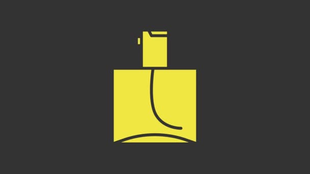 Sárga parfüm ikon elszigetelt szürke alapon. 4K Videó mozgás grafikus animáció — Stock videók