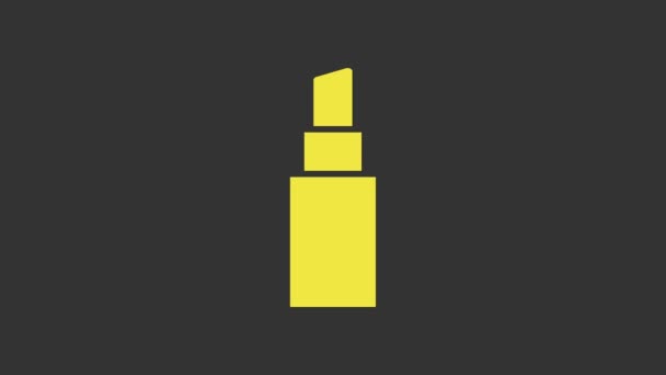 Icono de lápiz labial amarillo aislado sobre fondo gris. Animación gráfica de vídeo 4K — Vídeos de Stock