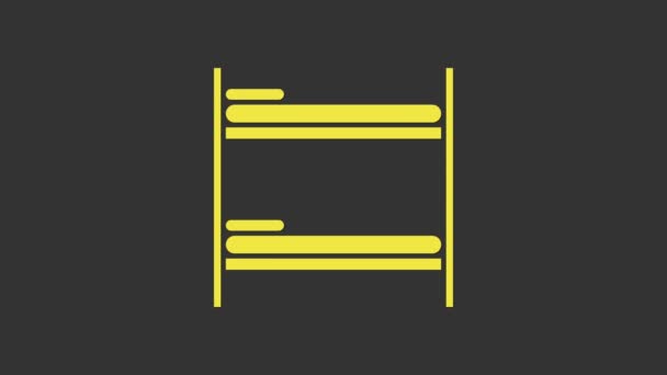 Icona letto a castello giallo isolato su sfondo grigio. Animazione grafica 4K Video motion — Video Stock