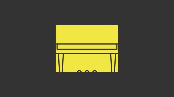 Icono amarillo de piano Grand aislado sobre fondo gris. Instrumento musical. Animación gráfica de vídeo 4K — Vídeo de stock