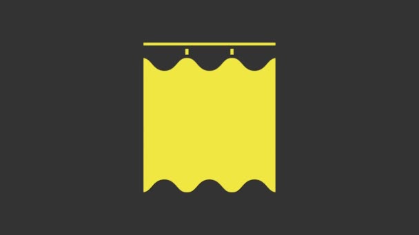 Желтые шторы значок изолирован на сером фоне. Видеографическая анимация 4K — стоковое видео