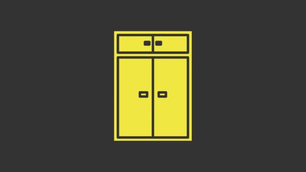 Yellow Wardrobe icon isolated on grey background. 4K Video motion graphic animation — Stock Video