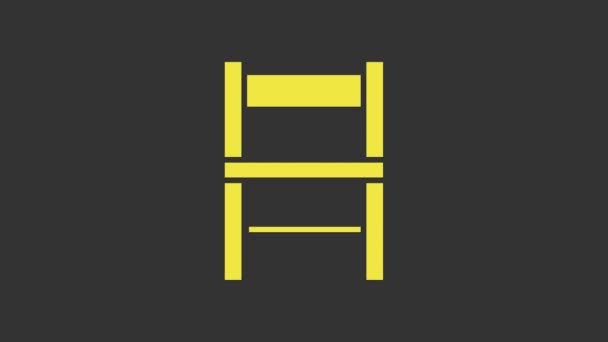 Ícone de cadeira amarela isolado no fundo cinza. Animação gráfica em movimento de vídeo 4K — Vídeo de Stock