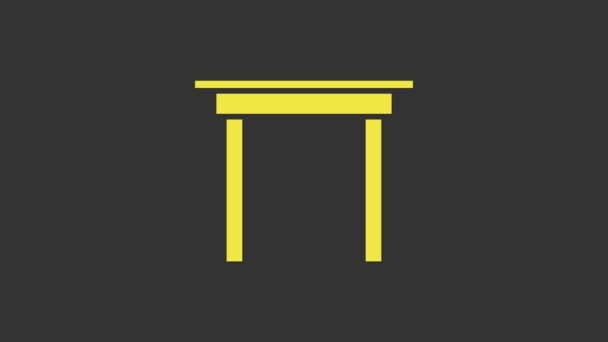 Żółty Drewniany stół ikona izolowana na szarym tle. 4K Animacja graficzna ruchu wideo — Wideo stockowe