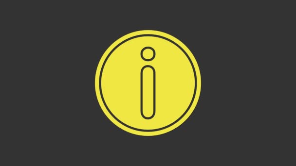 黄色信息图标孤立在灰色背景.4K视频运动图形动画 — 图库视频影像