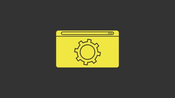 Yellow Setting icoon geïsoleerd op grijze achtergrond. Aanpassen, service, onderhoud, reparatie, reparatie. 4K Video motion grafische animatie — Stockvideo