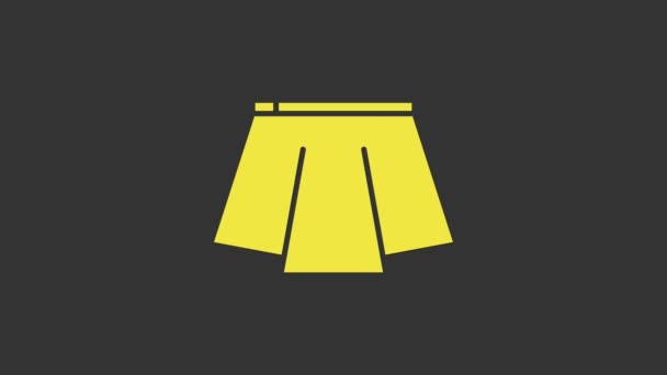 Icono de falda amarilla aislado sobre fondo gris. Animación gráfica de vídeo 4K — Vídeos de Stock